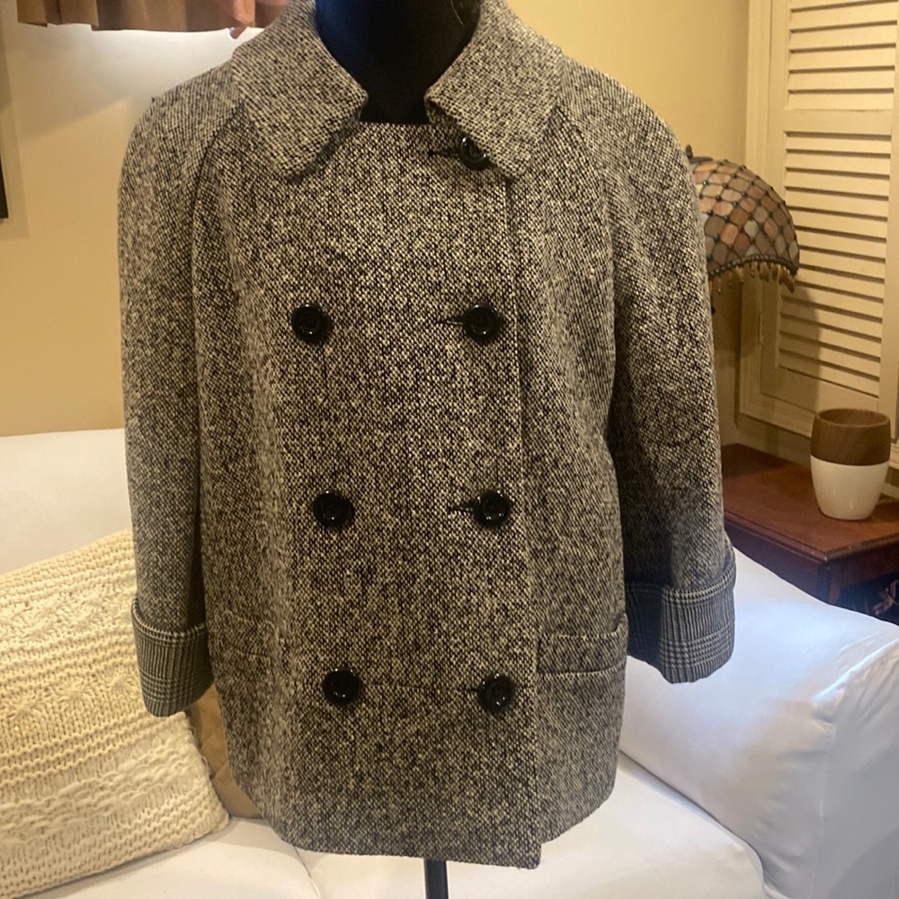 Women’s Sutton studio jacket black-and-white size 16 W with three-quarter sleeve